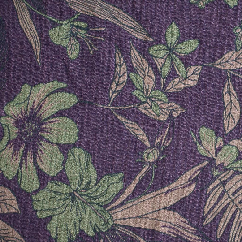 Musselin Double Gauze Jacquard Blüten grün lila